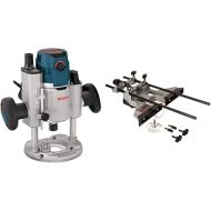 BOSCH 120-Volt 2.3 HP Electronic Plunge Base Router MRP23EVS&BOSCH RA1054 Deluxe Router Edge Guide with Dust Extraction Hood & Vacuum Hose Adapter, Black