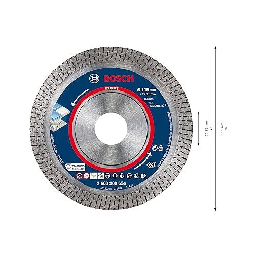  Bosch Professional 1x Expert HardCeramic Diamond Cutting Disc (Ø 115 mm, Accessories Angle Grinder)