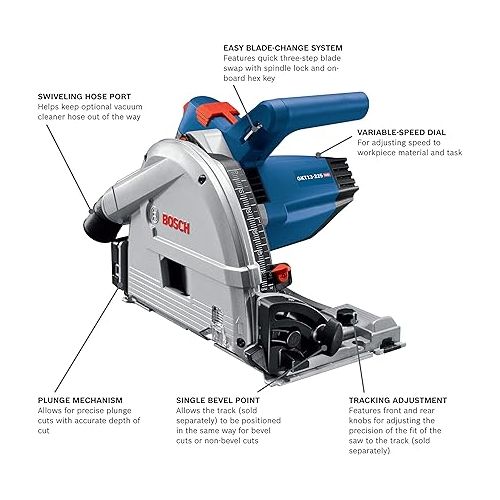  Bosch Tools Track Saw - GKT13-225L 6-1/2 In. Precision Saw with Plunge Action & Carrying Case with Free Track Kit