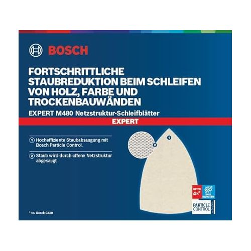  Bosch Professional 10x Expert M480 Sanding Net (for Hardwood, Paint on wood, 100x150 mm, Grit 400, Accessories Multi Sander)