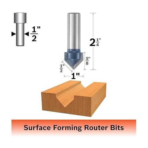  Bosch 84309M 90 degree x 1 In. Carbide Tipped V-Groove Bit