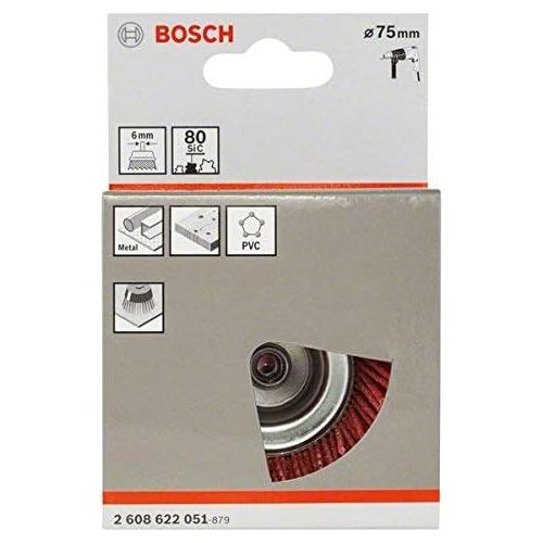  Bosch Professional 2608622051 6mm Shank Cup Brush 75mm, Nylon 1.1mm, 75 mm