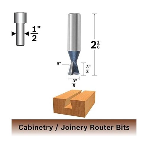  BOSCH 84706M 9 degree x 3/8 In. Carbide Tipped Dovetail Bit