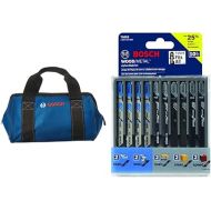 Bosch CW01 Small Contractor Tool Bag 12.75 In. x 8 In. x 9 In.&BOSCH T5002 T-Shank Multi-Purpose Jigsaw Blades, 10 Piece, Assorted, Jig Saw Blade Set for Cutting Wood and Metal