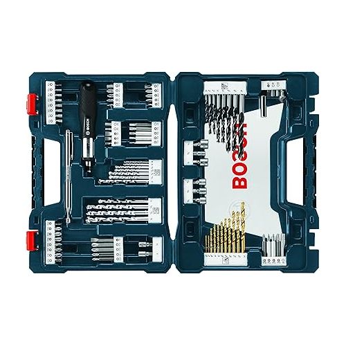  Bosch Power Tools Drill Kit - CLPK22-120 - 12-Volt Lithium-Ion 2-Tool Combo Kit (Drill/Driver and Impact Driver) with 2 Batteries, Charger and Case w/ 91 pc drill and drive bit set