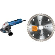 BOSCH 4-1/2 Inch Angle Grinder GWS8-45 with BOSCH DB4542S 4-1/2-Inch Turbo Rim Diamond Blade, Silver