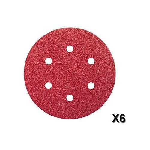  Bosch 2608607247 Sanding Discs, Wood Velcro, 6 Hole, 150mm Ø, 60/80/240 Grit, Red