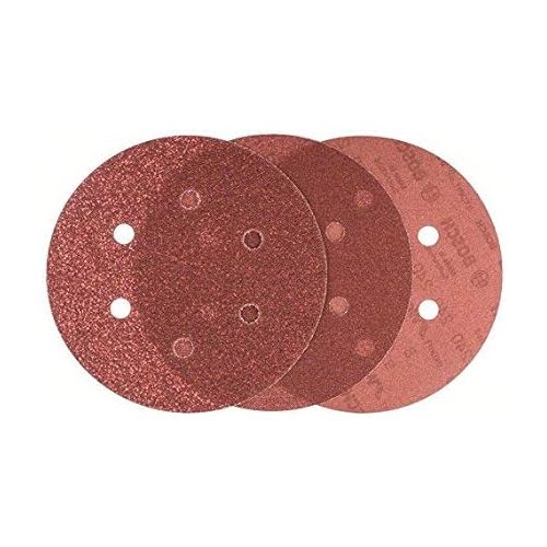  Bosch 2608607247 Sanding Discs, Wood Velcro, 6 Hole, 150mm Ø, 60/80/240 Grit, Red