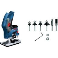 Bosch 12V Max EC Brushless Palm Edge Router (Bare Tool) GKF12V-25N & BOSCH 6 pc. Carbide-Tipped Trim and Edging Router Bit Set