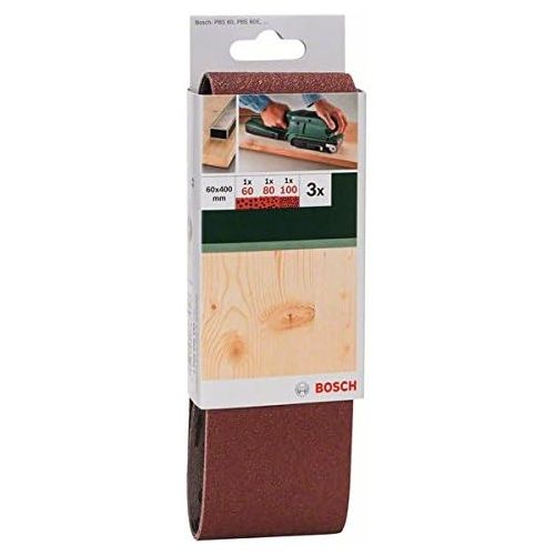  Bosch DIY 3tlg. Schleifband-Set verschiedene Materialien fur Bandschleifer (Kornung 60/80/100)