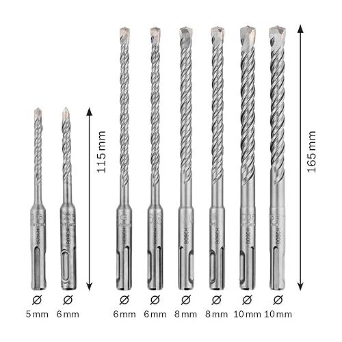  Bosch Professional 260925C090 8 Stuck Hammerbohrer SDS Plus Set (Beton, Zubehor Bohrhammer) 8-Piece Bit (Concrete, Accessory Hammer Drill)