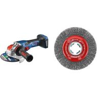 Bosch PROFACTOR 18V SPITFIRE GWX18V-13CN Cordless X-LOCK 5-6 In. Angle Grinder, Battery Not Included&Bosch WBX418 4-1/2 In. Wheel Dia. X-LOCK Arbor Tempered Steel Crimped Wire Wheel