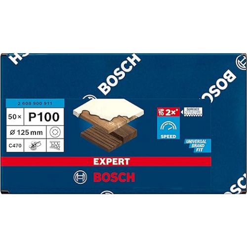  Bosch Professional 50x Expert C470 Sandpaper (Ø 125 mm, Grit 100, Accessories Orbital Sander)