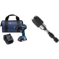 BOSCH GSB18V-490B12 18V EC Brushless 1/2 In. Hammer Drill/Driver Kit with (1) 2.0 Ah SlimPack Battery&BOSCH ITBHQC201 2 1/4