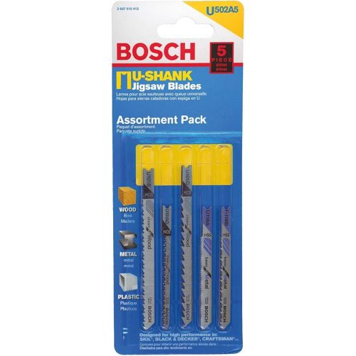  Bosch Thermotechnology U502A5 U-Shank Assortment Jigsaw Blade Pack, 5 Pack