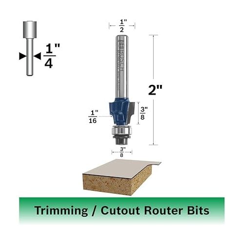  Bosch 85316M 1/2 in. x 3/8 in. Carbide-Tipped Smooth-Edge Laminate Trim Router Bit