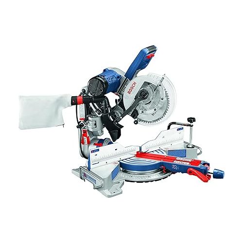  Bosch CM10GD Compact Miter Saw 15 Amp Corded 10 Inch Dual-Bevel Sliding Glide Miter Saw with 60-Tooth Carbide Blade and MS1233 Crown Stop Kit for Bosch Miter Saws, Includes Mounting Knobs and Hardware