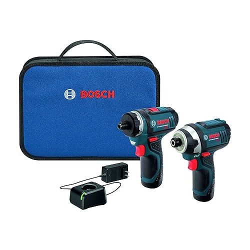  Bosch CLPK27-120 12V Max 2-Tool Combo Kit (Drill/Driver and Impact Driver) w/ 2 Batteries, Charger and Case and 40 Piece Impact Tough Drill Driver Custom Case System Set DDMS40