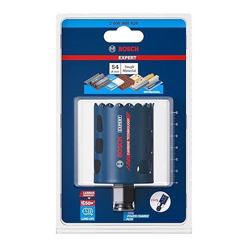  Bosch Professional 1x Expert Tough Material Hole Saw (Ø 54 mm, Accessories Rotary Impact Drill)