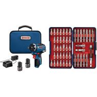 BOSCH GSR12V-300HXB22 12V Max Brushless 1/4 In. Hex Two-Speed Screwdriver Kit with (2) 2.0 Ah Batteries&BOSCH T4047 Multi-Size Screwdriver Bit Set (47 Piece)