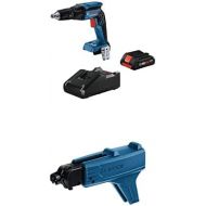 Bundle of BOSCH GTB18V-45B15 18V Brushless 1/4 In. Hex Screwgun with (1) CORE18V 4.0 Ah Compact Battery + BOSCH GMA22 Auto Feed Attachment for GTB18V-45 Screwgun