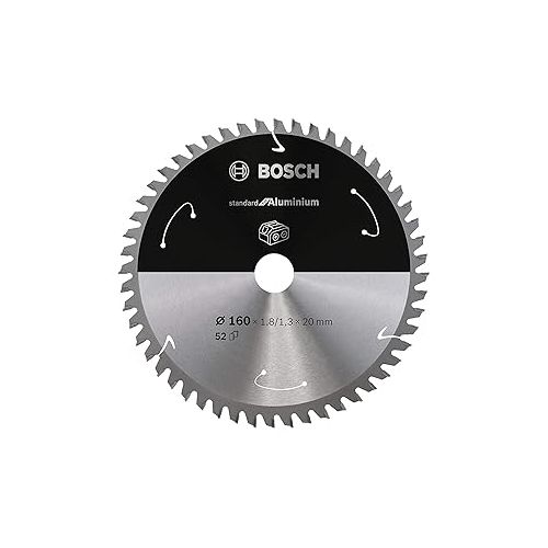  Bosch Professional Standard for 2608837757 Circular Saw Blade (Aluminium, 160 x 20/15.875 x 1.8 mm, 52 Teeth, Accessories for Circular Saw)