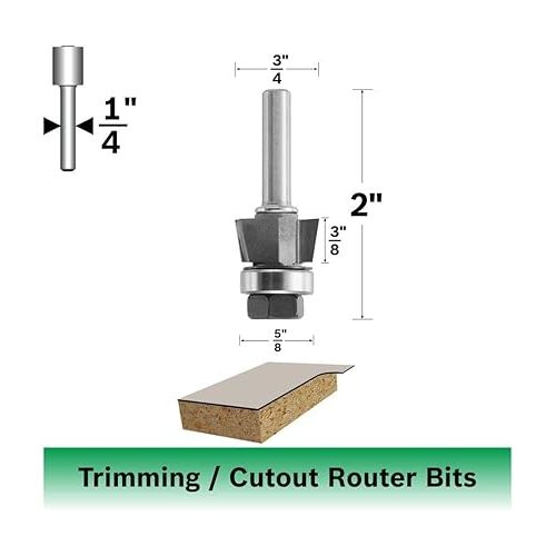  BOSCH 85431M 10 degree x 3/8 In. Carbide Tipped 2-Flute Bevel Trim Assembly Bit