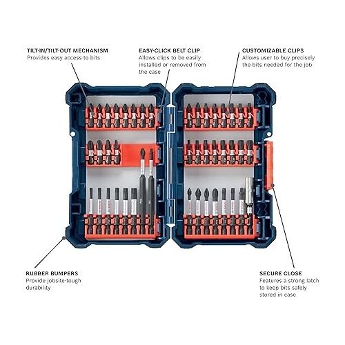  BOSCH GDX18V-1600B12 18V Freak 1/4 In. and 1/2 In. Two-In-One Bit/Socket Impact Driver KitwithBOSCH 44 Piece Impact Tough Screwdriving Custom Case System Set SDMS44