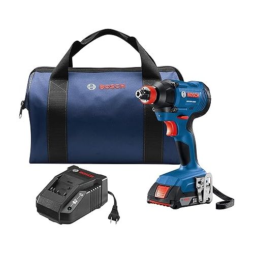  BOSCH GDX18V-1600B12 18V Freak 1/4 In. and 1/2 In. Two-In-One Bit/Socket Impact Driver KitwithBOSCH 44 Piece Impact Tough Screwdriving Custom Case System Set SDMS44