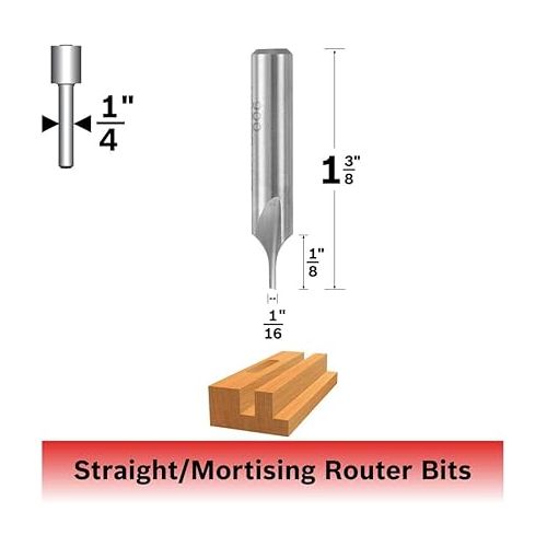  BOSCH 85091 High Speed Steel Single Flute Straight Bit, 1/16-Inch