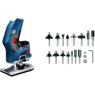 Bosch 12V Max EC Brushless Palm Edge Router (Bare Tool) GKF12V-25N & BOSCH 15 pc. Carbide-Tipped Wood Router Bit Set