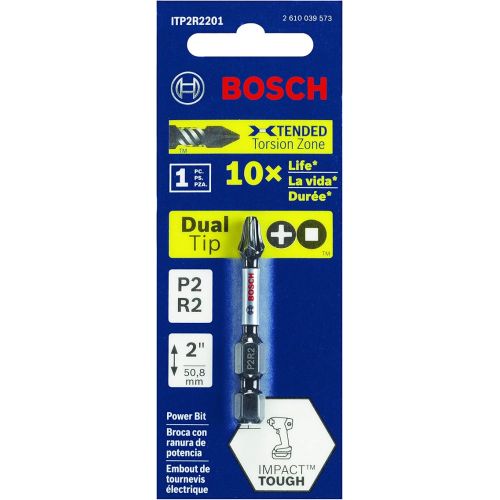  BOSCH ITP2R2201 1-Piece 2 In. Phillips/Square #2 Impact Tough Screwdriving Power Bit (Pack of 2)