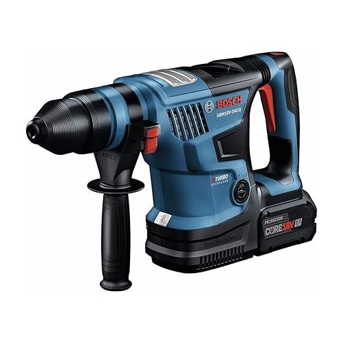  Bosch GBH18V-34CQB24-RT 18V Brushless Lithium-Ion 1-1/4 in. Cordless PROFACTOR SDS-Plus Bulldog Rotary Hammer Kit with 2 Batteries (8 Ah) (Renewed)