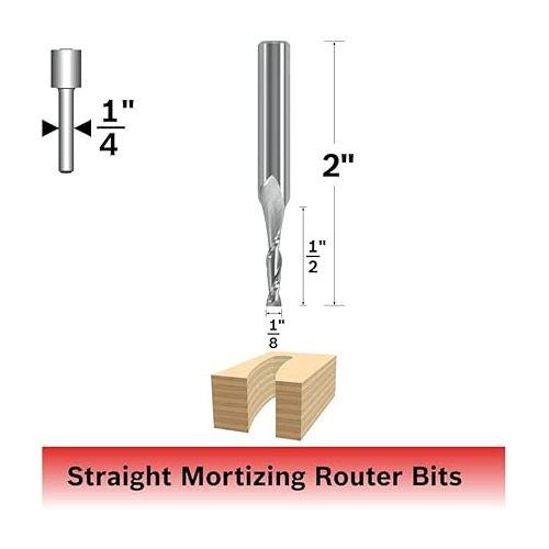  BOSCH 85908MC 1/8 In. x 1/2 In. Solid Carbide Double-Flute Upcut Spiral Router Bit