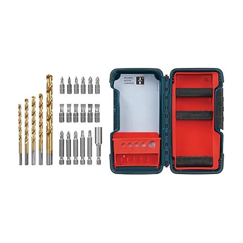  Bosch TS4023 Titanium Drill and Drive Bit Assortment with Compact Brute Tough Case, 23-Piece