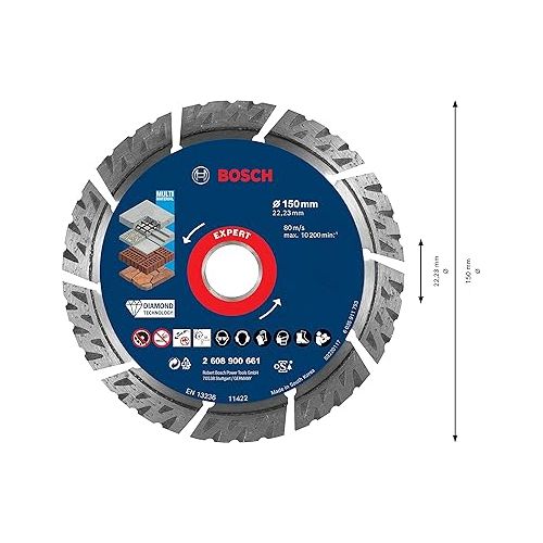  Bosch Professional 1x Expert MultiMaterial Diamond Cutting Disc (Ø 150 mm, Accessories Angle Grinder)