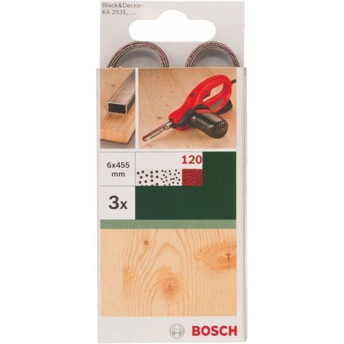  Bosch Sanding Belts for Black and Decker Powerfile (6mm width / 120 Grit / 3 Pieces/Wood/Part Number 2609256236)