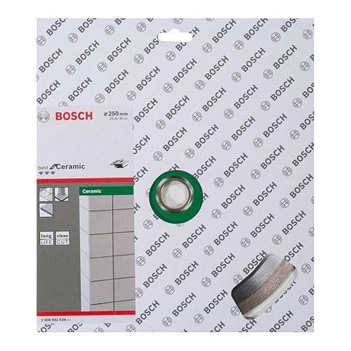  Bosch 2608602638 Diamond Cutting Disc Best for Ceramic, 250mm Ø, 30/25.40mm x 2.4mm x 10mm, Silver/Grey