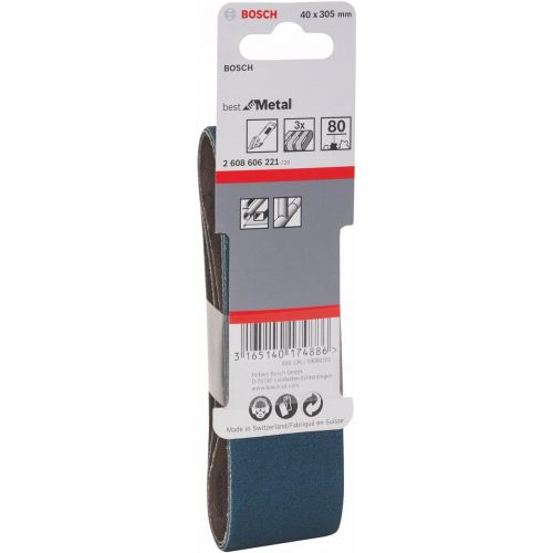  Bosch Professional 2608606221 Metal 40x305mm Belt G80, Blue, 80 Grit