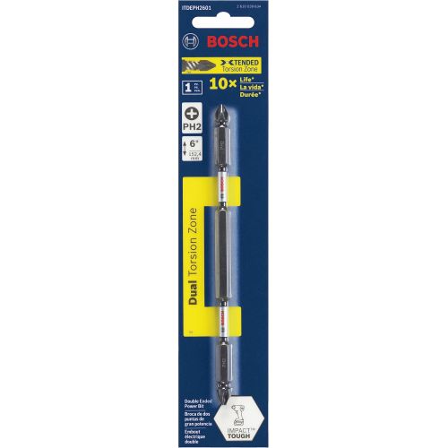  BOSCH ITDEPH2601 1-Piece 6 In. Phillips #2 Impact Tough Double-Ended Screwdriving Bit (Pack of 2)