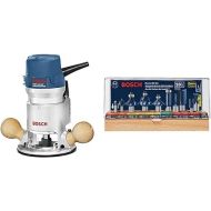 Bosch 1617EVS 2.25 HP Electronic Fixed-Base Router and RBS010 RBS010 10 pc. All-Purpose Router Bit Set