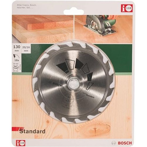  Bosch 2609256802 Standard Circular Saw Blade,130 x 1,2 x 20/16 mm, 18 teeth