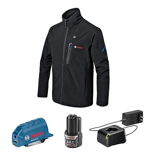  BOSCH GHJ12V-20LN12 12V Max Heated Jacket Kit BAT414 12-Volt Battery, Lithium Ion, Black