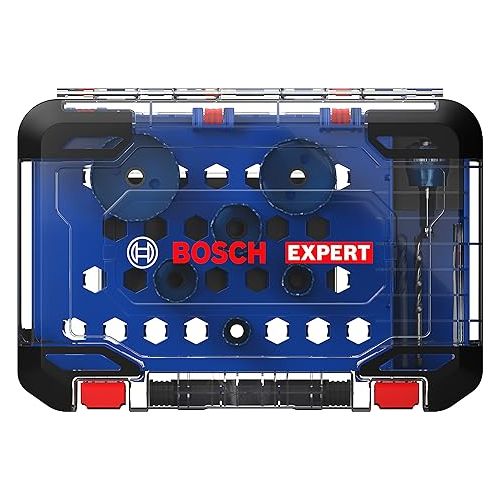  Bosch Professional 9X Expert Tough Material Hole Saw Set (Ø 22-68 mm, Accessories Rotary Impact Drill)
