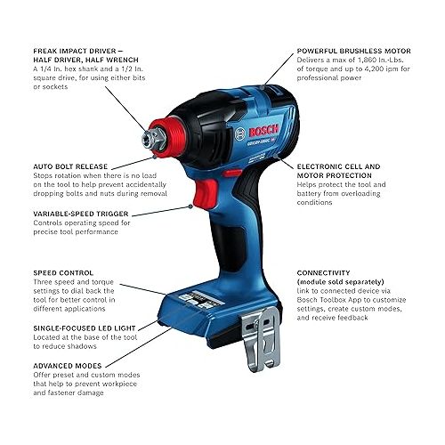  BOSCH GBH18V-26DK25 18V EC Brushless SDS-plus Bulldog 1 In. (2) CORE18V 4.0 Ah Compact Batteries & BOSCH GDX18V-1860CN 18V Connected-Ready Two-In-One 1/4 In. and 1/2 In.