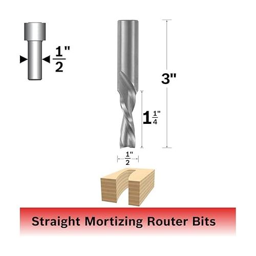  BOSCH 85906M 1/2 In. x 1-1/4 In. Solid Carbide 2-Flute Downcut Spiral Bit