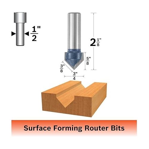  Bosch 84306M 90 degree x 3/4 In. Carbide Tipped V-Groove Bit