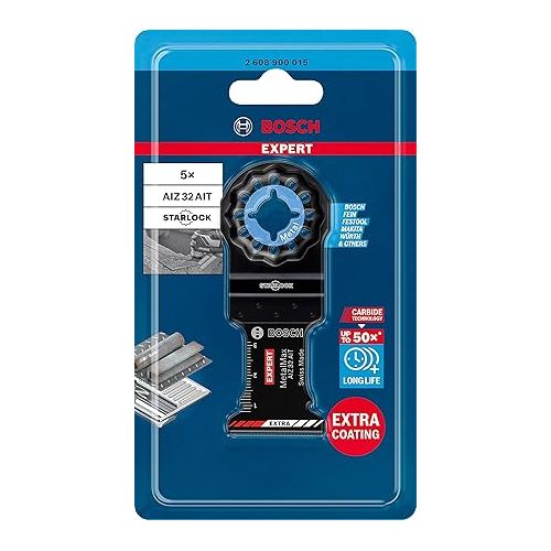  Bosch Professional 5X Expert MetalMax AIZ 32 AIT Multitool Blades (for Steel, Stainless Steel, Width 32 mm, Accessory Multitool)