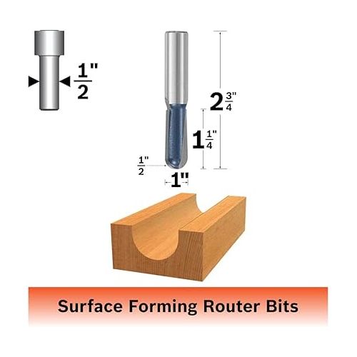  BOSCH 85451M 1/2 In. x 1 In. Carbide Tipped Extended Round Nose Bit