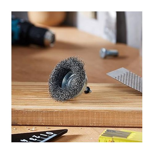  Bosch 1609200271 Shank Crimped Wire Cup Brush Steel, 70mm x 6mm, Silver